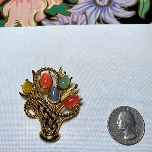 Vintage Trifari Tulip basket brooch